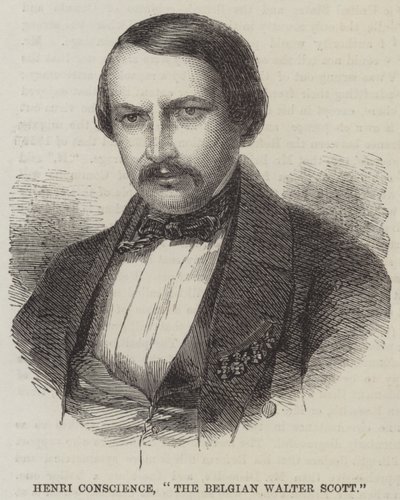 Henri Conscience, "Den belgiske Walter Scott" (gravering) af English School