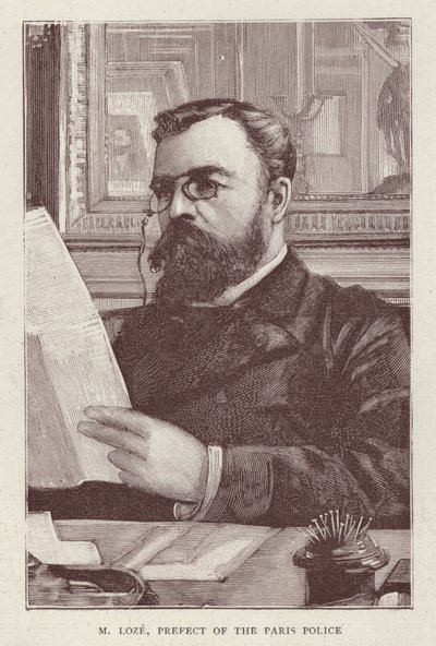 Henri Loze, fransk politiker og politipræfekt for Paris (litho) af English School
