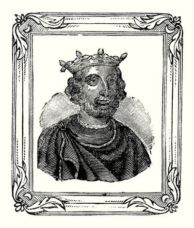 Henrik III blev født i 1208, kronet i 1216 og døde i 1272 (gravering) af English School