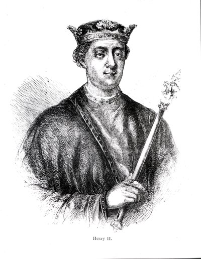 Henrik II (1133-89) (gravering) (bundw foto) af English School