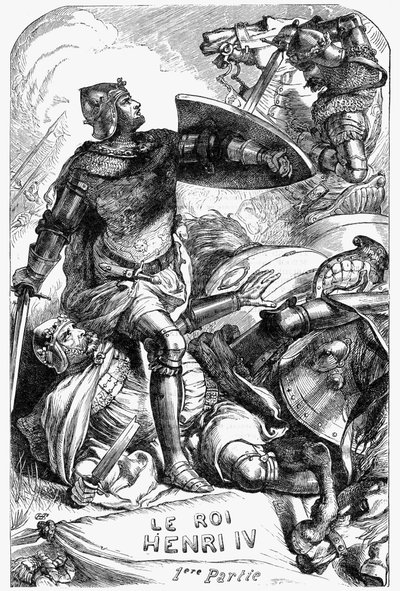 Henry IV (Henry IV) - Illustration i "" Værker komplet af William Shakespeare"" 1866 - Illustrationerne og den generelle form for denne udgave er lånt fra Cassells illustrerede Shakespeare, udgivet i London af English School