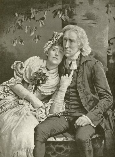 Henry Irving som præsten og Ellen Terry som Olivia (dybtryk) af English School
