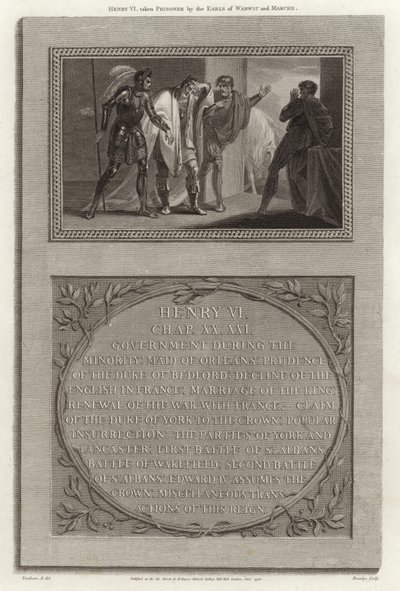 Henry VI taget til fange af jarlerne af Warwick og Marche af English School