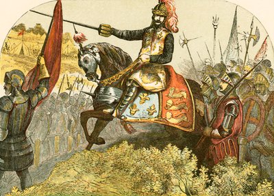 Henry V i slaget ved Agincourt af English School