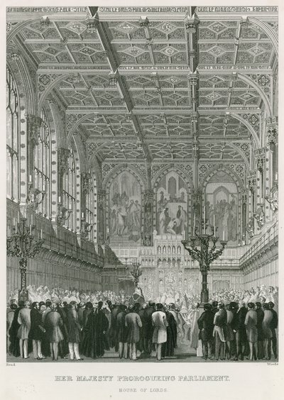 Hendes Majestæt prorogerer Parlamentet, House of Lords af English School