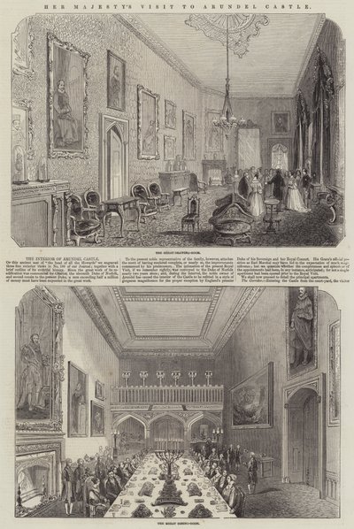 Hendes Majestæts besøg på Arundel Castle (gravering) af English School