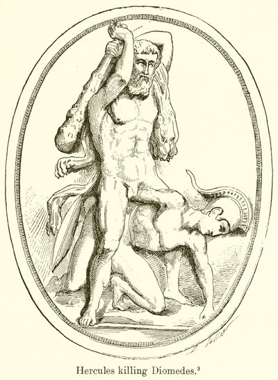Hercules dræber Diomedes af English School