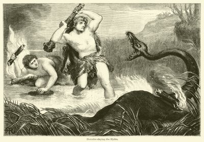 Hercules dræber Hydraen (gravering) af English School