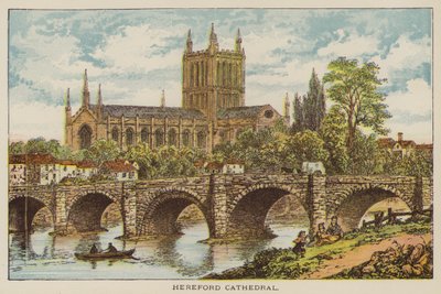Hereford Cathedral (farvet gravering) af English School