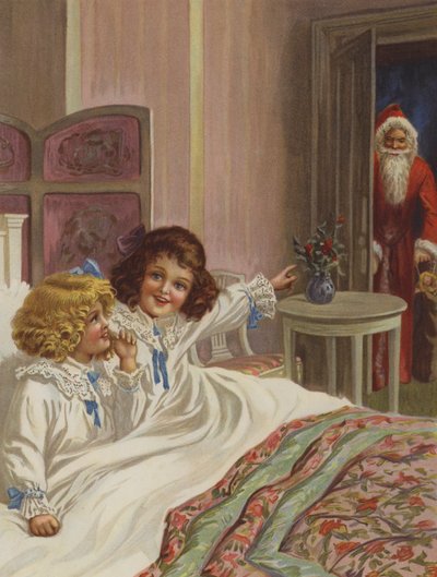 "Her er julemanden!" (farve litho) af English School