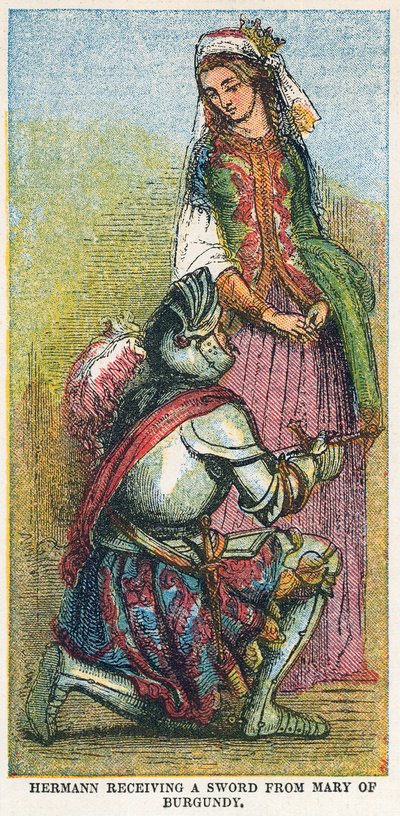 Hermann modtager et sværd fra Maria af Bourgogne af English School