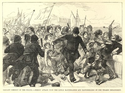 Heroisk angreb på de små matchmakere og tændstiksælgere på Thames Embankment af English School
