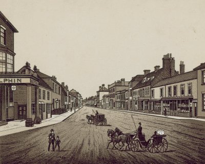 High Street, Petersfield (litografi) af English School