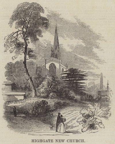 Highgate New Church (gravering) af English School