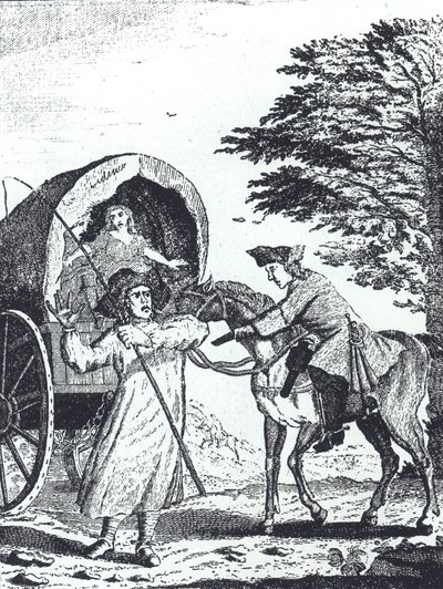 Highwayman John Cottington røver en hærens lønvogn på Shotover Hill (gravering) af English School