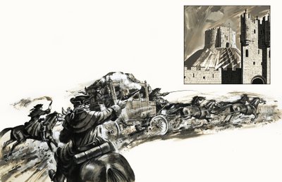 Highwaymen jagter en træner af English School