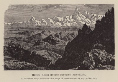 Hindoo Koosh, Indiske Kaukasus, Bjerge (gravering) af English School