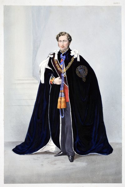 Hans Kongelige Højhed, Albert Edward, Prince of Wales, fra A Memorial of the Marriage of Edward VII and Alexandra of Denmark, pub. 1864 af English School