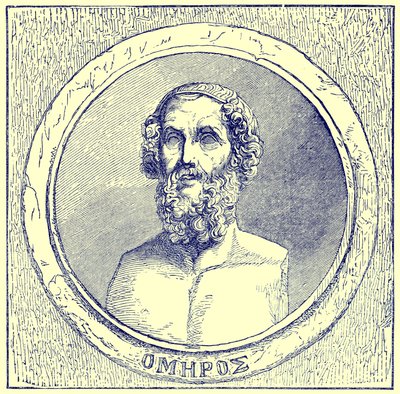 Homer, illustration fra The Illustrated History of the World, udgivet ca. 1880 (digitalt forbedret billede) af English School