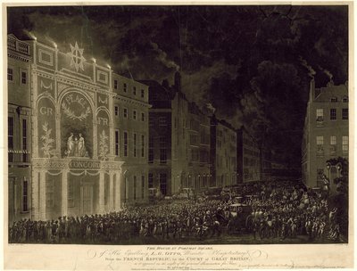 Hus på Portman Square af den franske ambassadør, oplyst for at fejre freden, 29. april 1802 af English School