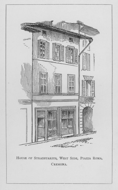 House of Stradiuarius, West Side, Piazza Roma, Cremona (gravering) af English School