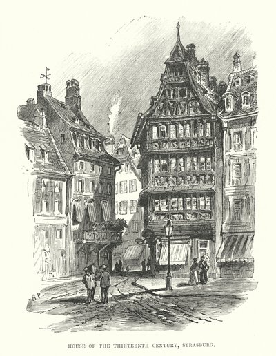 Det trettende århundredes hus, Strasburg (gravering) af English School