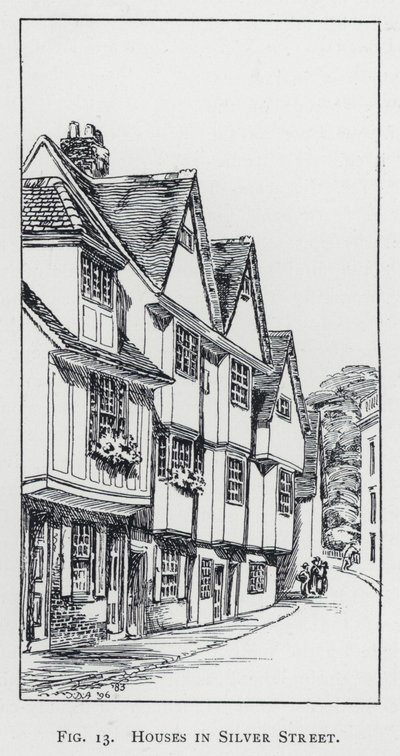 Huse i Silver Street (gravering) af English School