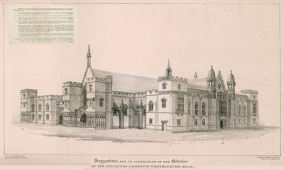 Houses of Parliament: Forslag til ændring af det ydre af bygningerne, der støder op til Westminster Hall af English School