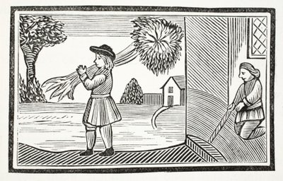 Hvordan Tom Hickathrifts stor styrke blev kendt, illustration fra Chap-books of the Eighteenth Century af John Ashton, pub. 1882 af English School