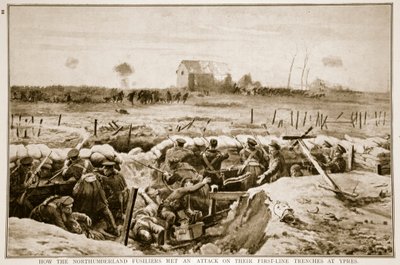 Hvordan Northumberland Fusiliers mødte et angreb på deres førstelinjeskyttegrave ved Ypres, 1914-19 af English School