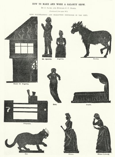 Sådan laver og arbejder du et Galanty Show, af J Sachs og Eustace J C Baird (gravering) af English School