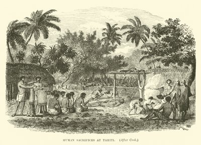 Menneskeofre på Tahiti, efter Cook af English School
