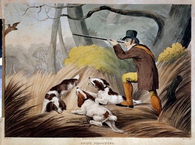 Jagt et næb i England. Akvarelstik fra det 19. århundrede. Gien, jagtmuseum. af English School