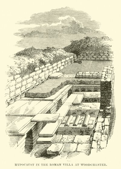 Hypocaust in the Roman Villa at Woodchester  af English School