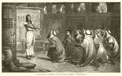 "Jeg er Josef, din bror, som I solgte til Egypten", 1. Mosebog, xlv, 4 (stik) af English School