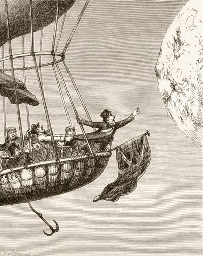 Illustration af George Cruikshank til digtet "The Monstre Balloon" fra "The Ingoldsby Legends or Mirth and Marvels", af Thomas Ingoldsby, udgivet i 1865. af English School