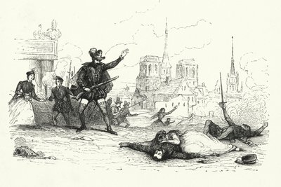 Illustration til Les Huguenots af Giacomo Meyerbeer (gravering) af English School