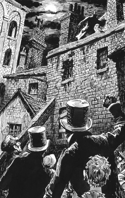 Illustration til Oliver Twist af Charles Dickens (pen og blæk) af English School