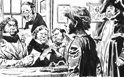Illustration til Oliver Twist af Charles Dickens (pen og blæk) af English School