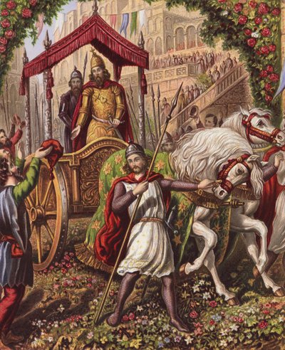 Illustration til Den hellige krig af John Bunyan (farvelitografi) af English School
