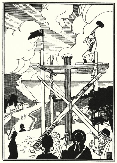Illustration til baron Munchausens eventyr (gravering) af English School