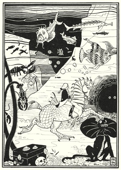 Illustration til baron Munchausens eventyr (gravering) af English School