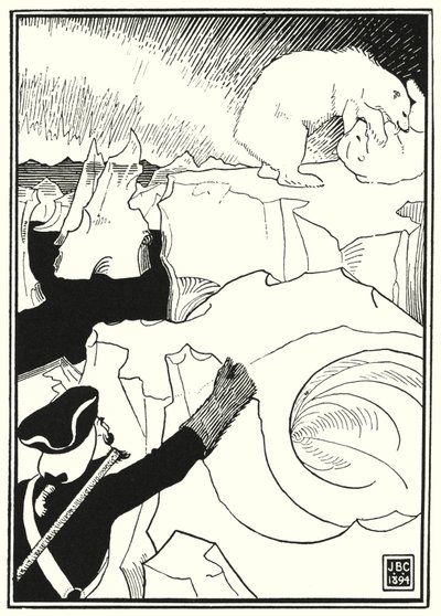 Illustration til baron Munchausens eventyr (gravering) af English School