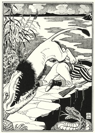 Illustration til The Adventures of Baron Munchausen (gravering) af English School