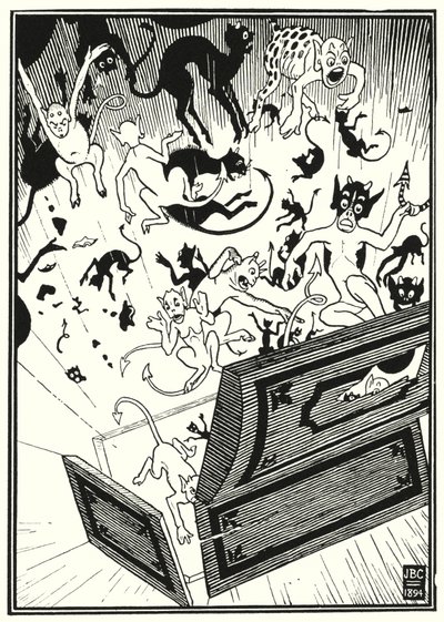Illustration til Baron Münchhausens eventyr (kobberstik) af English School