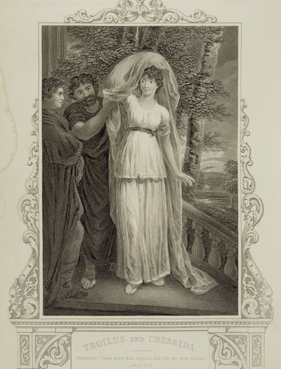Illustration fra Troilus og Cressida, Act III, Scene 2, af William Shakespeare (1564-1616) af English School