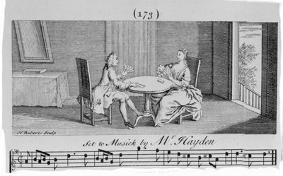 Illustration til noder af Joseph Haydn, indgraveret af H. Roberts af English School
