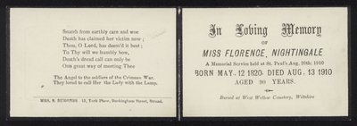 In liebevoller Erinnerung an Florence Nightingale von English School