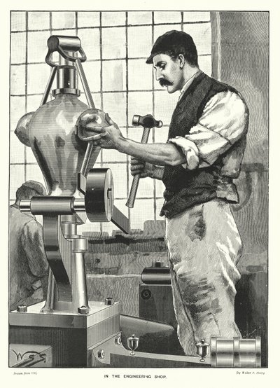 I maskinværkstedet (gravering) af English School