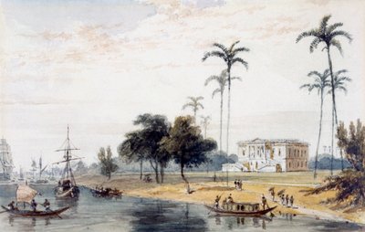 I Garden House Reach, Calcutta (wc på papir) af English School